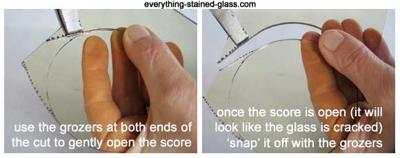grozers for snapping glass circle