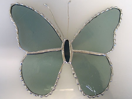 stained glass butterfly with decorative solder