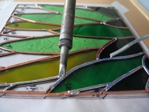 soldering iron soldering stained glass
