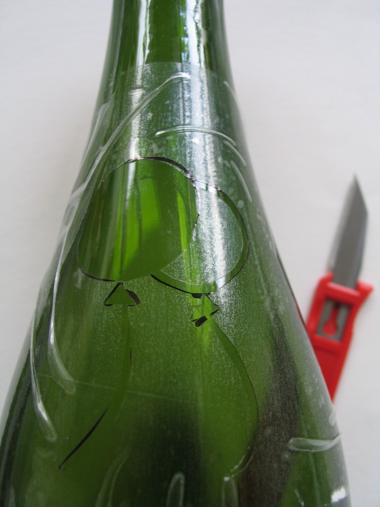 Bottle using contact paper as stencil