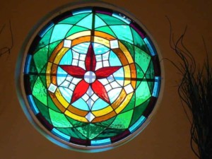 colourful round stained glass window