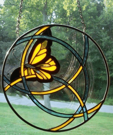 round butterfly stained glass