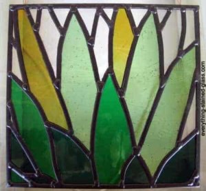 leaded stain glass cactus with polished lead came