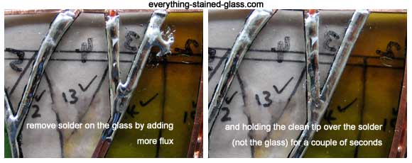 How to remove stained glass solder from glass