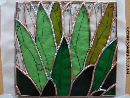 Soldering stained glass, reverse side