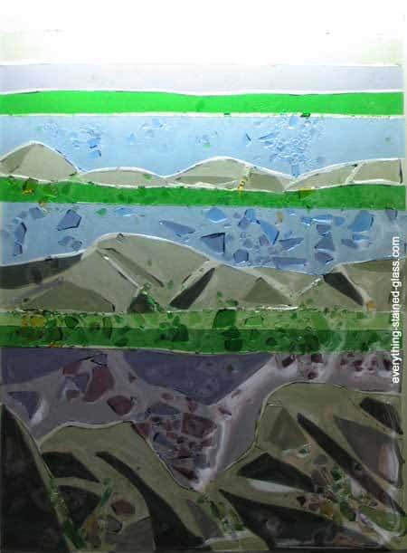 grey green fused glass landscape