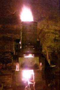 glass furnace in action