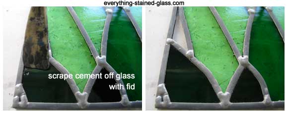 scraping stained glass clean with fid