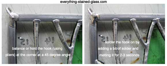 attaching hooks to stain glass panel