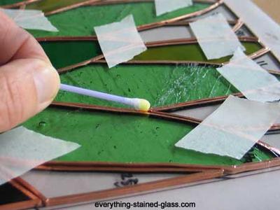 Applying flux for stain glass