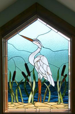 stained glass cranes