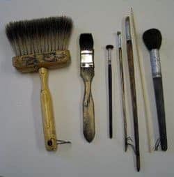 Glass paint and paint brushes