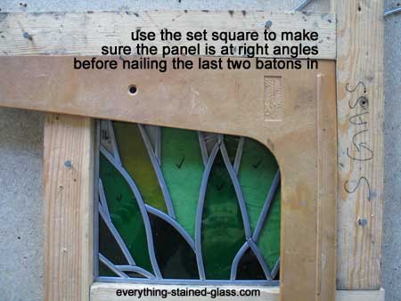 checking lead panel with set square