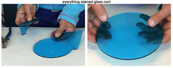 perfect blue glass circle cut with circle cutter