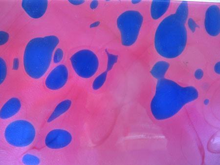 pink and blue handmade glass sheet