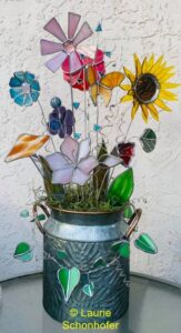 scrap glass flower boquet