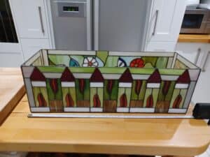 stained glass plant holder the other side