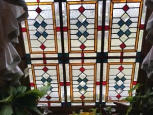 Geometric stained glass panel