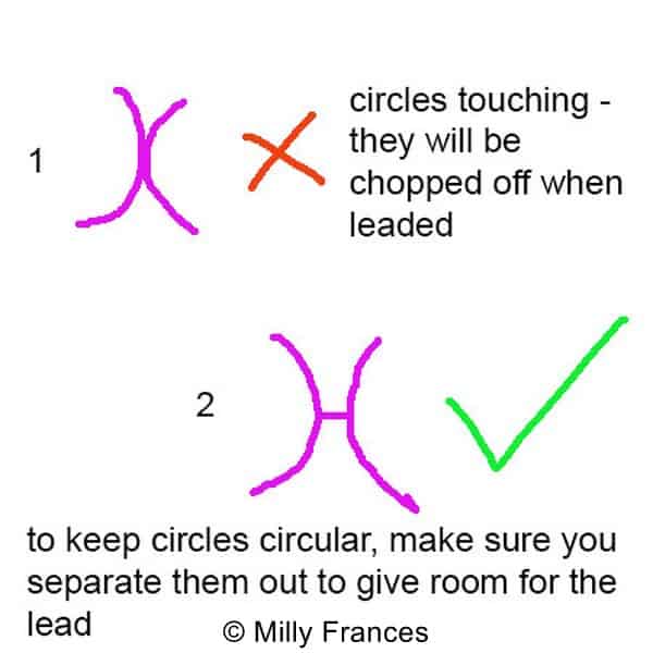 image showing how to design stained glass circles to avoid chopping edges off