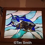 Backlit stained glass fish