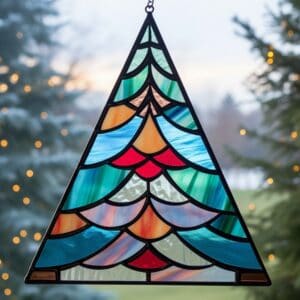 Stained glass christmas tree with decoration