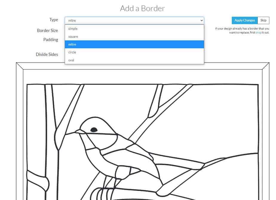 a screenshot showing the tool to add a border to your image