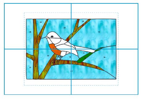 stained glass software pattern ready for print showing the design spread over 4 pages