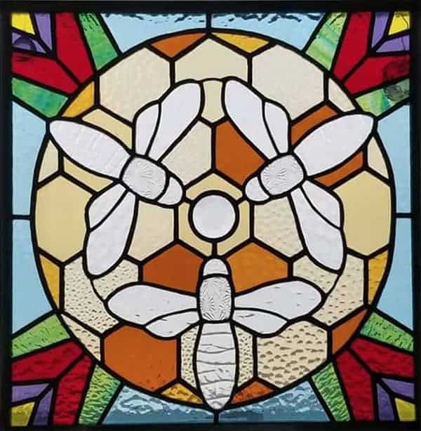 stained glass pictures of bees