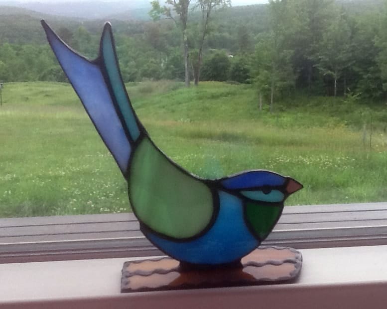 Fine Art & Collectibles :: Glass Art :: Stained Glass Bird, Bird Suncatcher,  Bird decor, Bird Ornament, Bird lover, Birds, Copper Finish