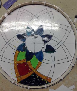 showing stained glass cutting technique