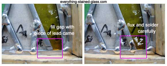 filling gap with tiny bit of lead came