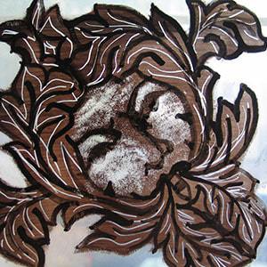 stained glass painting of green man