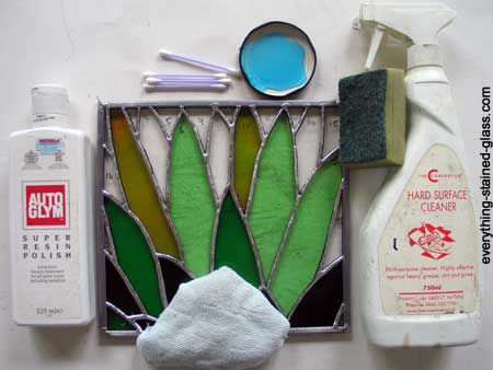 Materials for patina and polishing stained glass