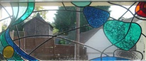 cutting stained glass for window panel