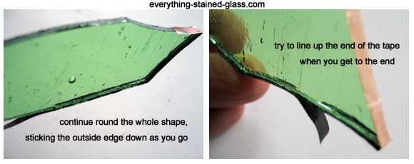 wrapping green glass with foil